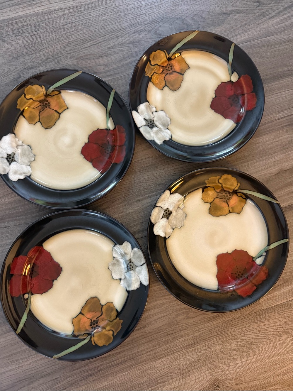 Pfaltzgraff Everyday Painted Poppies Dinner Plates Set of 4 11.25”